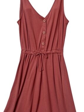 Women’s Rust Button-Front Tank Dress with Drawstring Waist